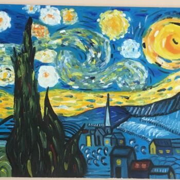 Malerei mit dem Titel "Sternen Nacht" von Liudmila Cyranek, Original-Kunstwerk, Öl