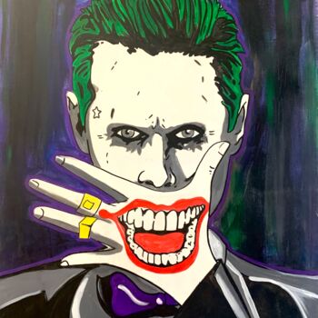 Malarstwo zatytułowany „Le joker DC” autorstwa Lussy, Oryginalna praca, Akryl Zamontowany na Drewniana rama noszy