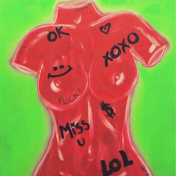Картина под названием "Buste hippie mode g…" - Lussy, Подлинное произведение искусства, Акрил Установлен на Деревянная рама…