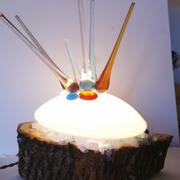 「Corona Light 3」というタイトルの彫刻 Cazenaveによって, オリジナルのアートワーク, ガラス