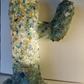 Escultura intitulada "Cactus lumineux en…" por Cazenave, Obras de arte originais, Vidro