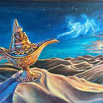 Painting titled "Magic night in the…" by Lusy Akopova, Original Artwork, Oil