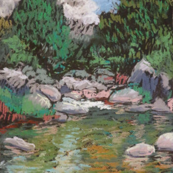 图画 标题为“Rivière des Cévennes” 由Lutin, 原创艺术品, 粉彩