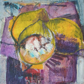 Painting titled "Citrons" by Tâm Luu Van, Original Artwork, Oil