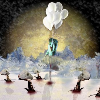 Arte digital titulada "Femme aux ballons" por Luzatie Smith, Obra de arte original, Foto-montaje