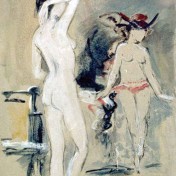 Painting titled "Модель и танцовщица" by Lavrent Vardanyan, Original Artwork, Oil