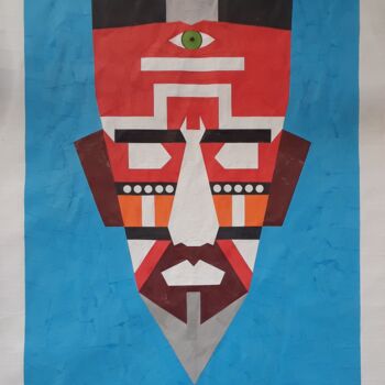Collages intitulée "Untitled-Mask 2" par Lwazi 99 Art, Œuvre d'art originale, Collages
