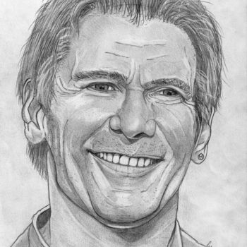 Drawing titled "Harrison Ford" by Eric Schroedel, Original Artwork, Graphite
