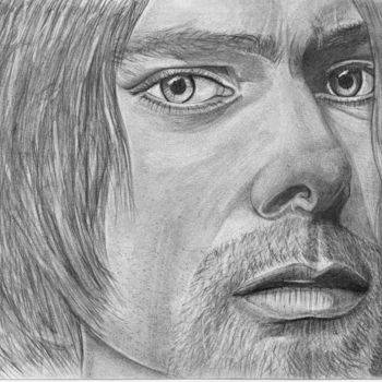 Drawing titled "Kurt Cobain" by Eric Schroedel, Original Artwork, Graphite