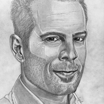 Drawing titled "Bruce Willis" by Eric Schroedel, Original Artwork, Graphite