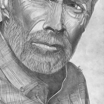 Dibujo titulada "Clint Eastwood" por Eric Schroedel, Obra de arte original, Grafito