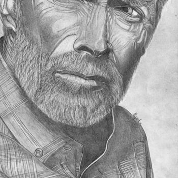 Zeichnungen mit dem Titel "Clint Eastwood" von Eric Schroedel, Original-Kunstwerk, Graphit