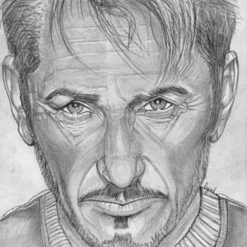 Drawing titled "Sean Penn" by Eric Schroedel, Original Artwork, Graphite