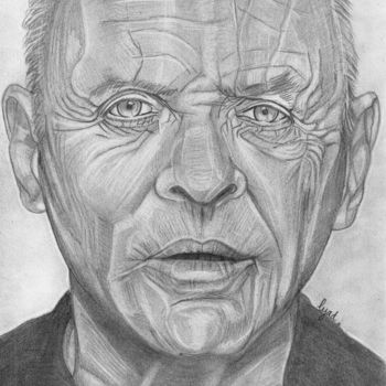 Drawing titled "Anthony Hopkins" by Eric Schroedel, Original Artwork, Graphite