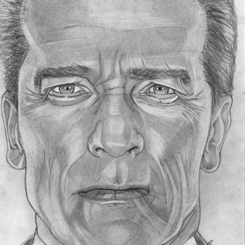 Dibujo titulada "Arnold Schwarzenegg…" por Eric Schroedel, Obra de arte original, Grafito