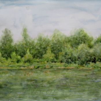 Картина под названием "залив на Ангаре" - Lydmila Ignashkina, Подлинное произведение искусства, Акварель