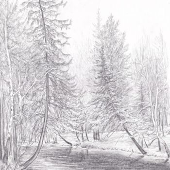 Drawing titled "Тишина" by Lydmila Ignashkina, Original Artwork