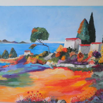 Peinture intitulée "Méditerrannée" par Lydia Bessette, Œuvre d'art originale, Acrylique