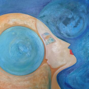 Painting titled "SOUFFLE" by Lydia Robbes, Original Artwork, Oil Mounted on Wood Stretcher frame