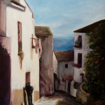 Painting titled "A Walk in the Stree…" by Lydia Pepin, Original Artwork, Oil