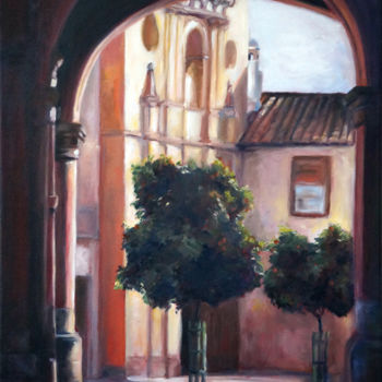 Painting titled "Under The Archway" by Lydia Pepin, Original Artwork, Oil