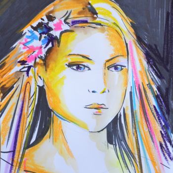 Painting titled "Energie" by Lydia Roche, Original Artwork, Watercolor
