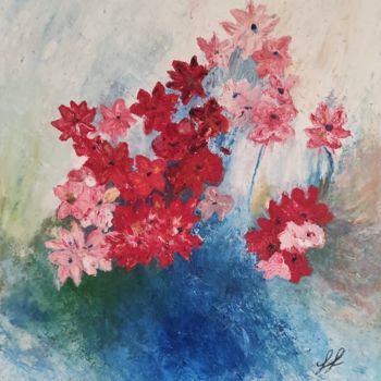 Painting titled "Nuage de fleurs" by Lydia Troussier, Original Artwork, Oil