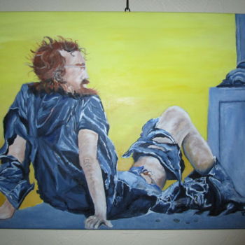 Peinture intitulée ""le mendiant "" par Lydie De Brito, Œuvre d'art originale, Huile