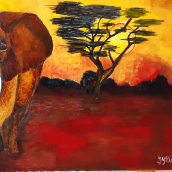 「Terre d'Afrique」というタイトルの絵画 Lydie Frances-Ingles (dylie)によって, オリジナルのアートワーク, オイル ウッドストレッチャーフレームにマウント