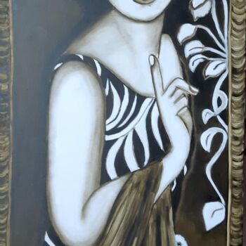 Painting titled "l'Ingénue (1930)" by Lydie Frances-Ingles (dylie), Original Artwork, Oil Mounted on Wood Stretcher frame