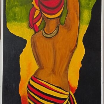 Painting titled "L'Afrique" by Lydie Frances-Ingles (dylie), Original Artwork, Oil Mounted on Wood Stretcher frame