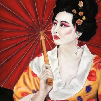 Painting titled "Geisha" by Lydie Paumier, Original Artwork, Pastel