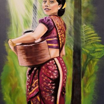 "Belle du Sri Lanka" başlıklı Tablo Lydie Paumier tarafından, Orijinal sanat, Pastel