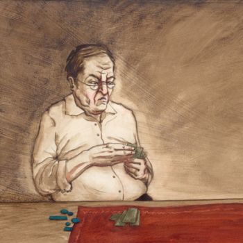 Malerei mit dem Titel "Belote 1" von Lydie Lapalud, Original-Kunstwerk, Tinte