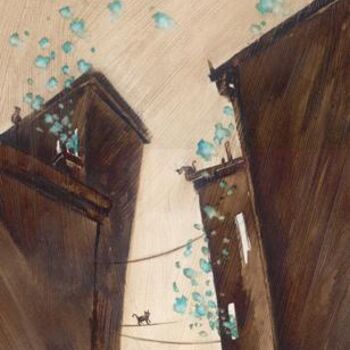 Pintura intitulada "Sur les toits" por Lydie Lapalud, Obras de arte originais, Tinta