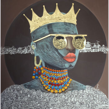 Peinture intitulée "Ma couronne d’honne…" par L.Mbiye, Œuvre d'art originale, Acrylique