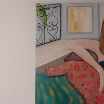 Peinture intitulée "femme sur un sofa" par Lyl, Œuvre d'art originale