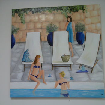 Pittura intitolato "Bleu piscine" da Lyl, Opera d'arte originale