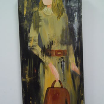 Schilderij getiteld "Femme en beige" door Lyl, Origineel Kunstwerk, Acryl