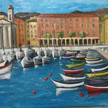 Peinture intitulée "le port de Nice" par Lyl, Œuvre d'art originale, Acrylique