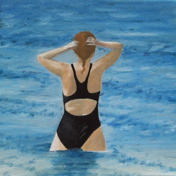 Peinture intitulée "La baigneuse" par Marianne Lynch, Œuvre d'art originale, Huile