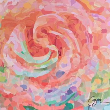 Schilderij getiteld "Rose merveille / Wo…" door Lynda Gagnon, Origineel Kunstwerk, Acryl