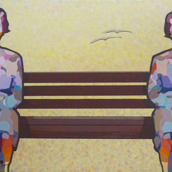 Schilderij getiteld "La rencontre" door Lynda Gagnon, Origineel Kunstwerk, Acryl