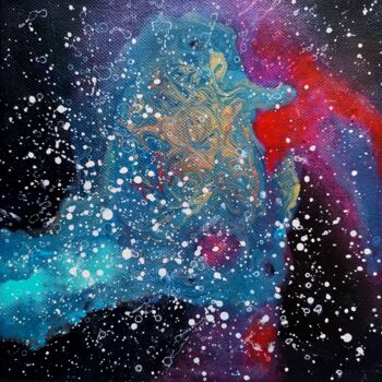 Painting titled "Red cloud in blue n…" by Lynda Stevens, Original Artwork, Acrylic