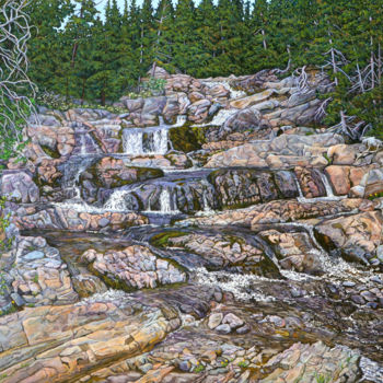Painting titled "rattling-brook-fall…" by Lynden Cowan, Original Artwork, Oil