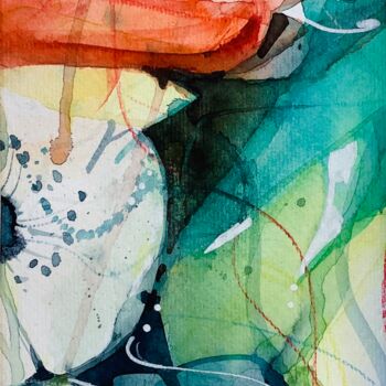 Peinture intitulée "Abstrakte Blume" par Lyndwoorm, Œuvre d'art originale, Aquarelle