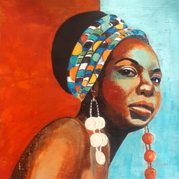 Malerei mit dem Titel "Nina Simone" von Lyne Mangin, Original-Kunstwerk, Acryl