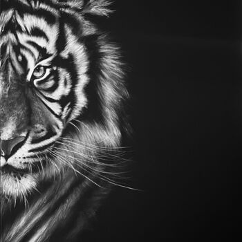 Peinture intitulée "L'oeil du tigre" par Lÿnn, Œuvre d'art originale, Acrylique