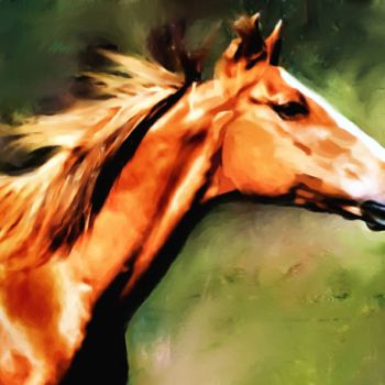 Digital Arts titled "Galloping Horse" by Lynn A Marie, Original Artwork, Digital Painting