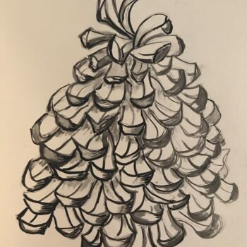 Drawing titled "Ink Pinecone 1" by Lynn Schwartz, Original Artwork, Ink